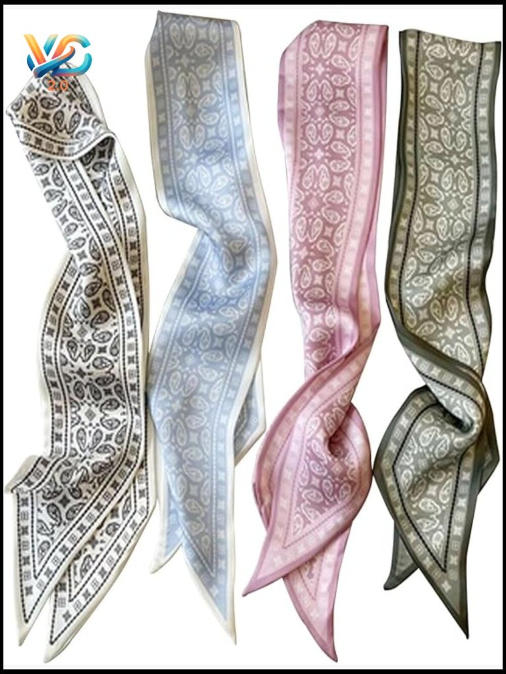 4 Piece Multifunctional Bohemian Satin Scarf Set for Hair Bags Accessories
